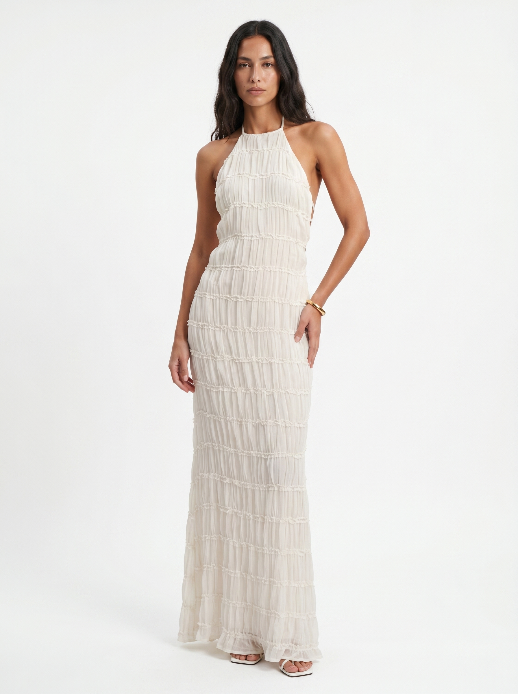 Ángela | Vestido maxi elegante de verano con cuello halter