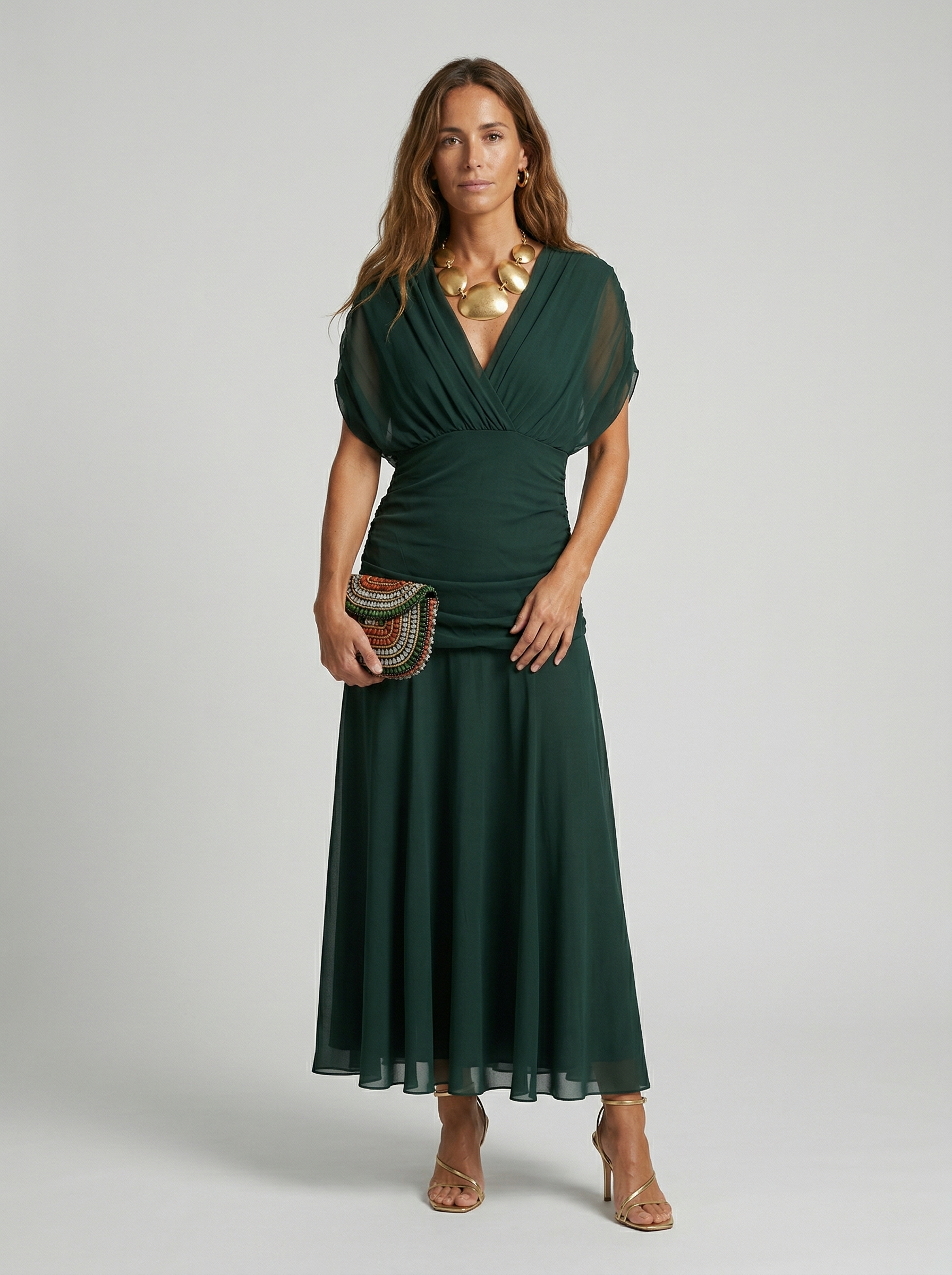 Beatriz | Vestido largo con cuello en V y estampado floral