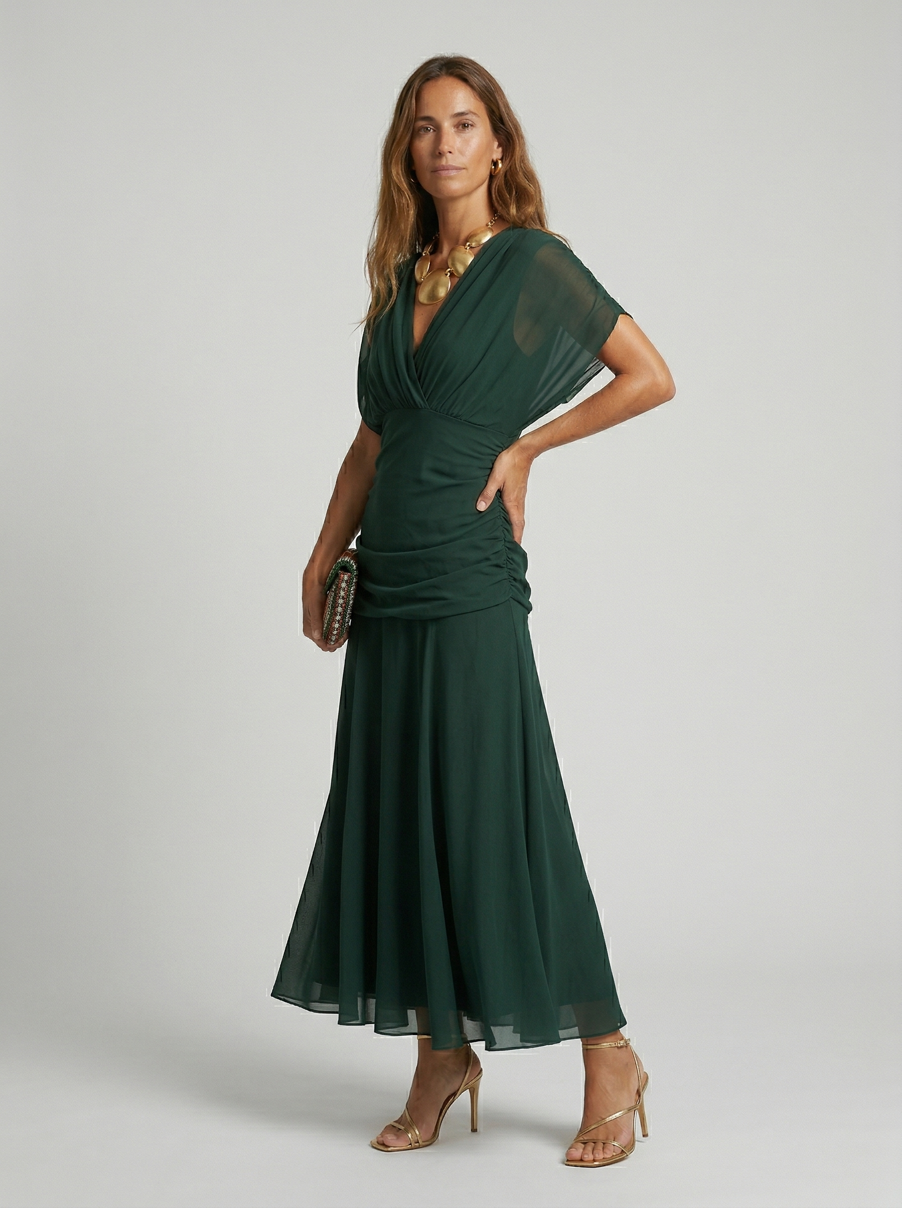 Beatriz | Vestido largo con cuello en V y estampado floral