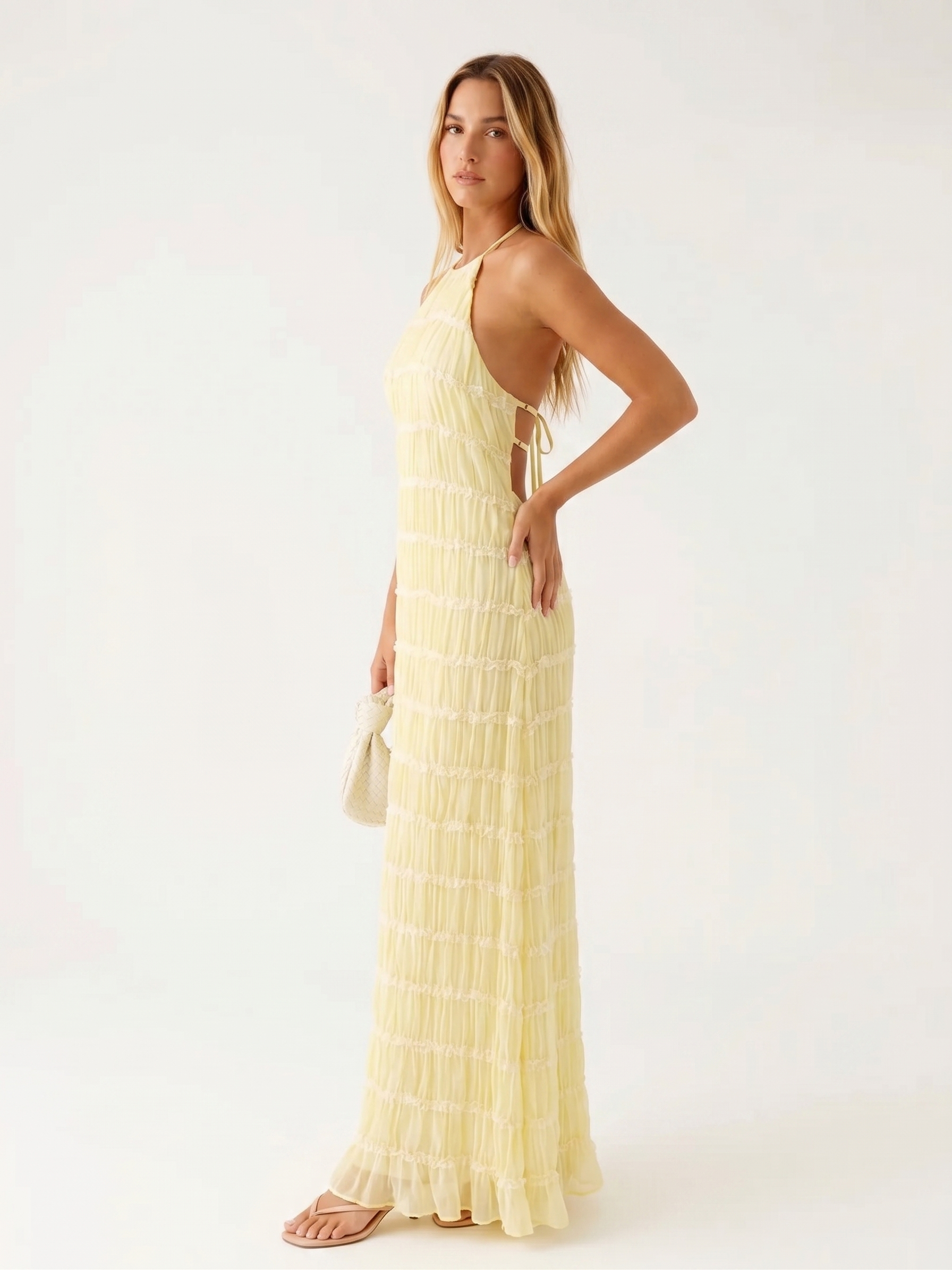 Ángela | Vestido maxi elegante de verano con cuello halter