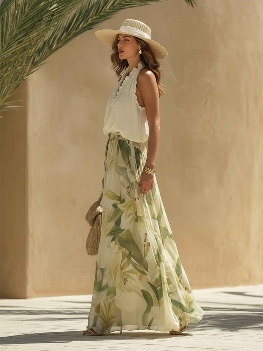 Lysandra | Conjunto Fluido Impreso Lirio Elegante