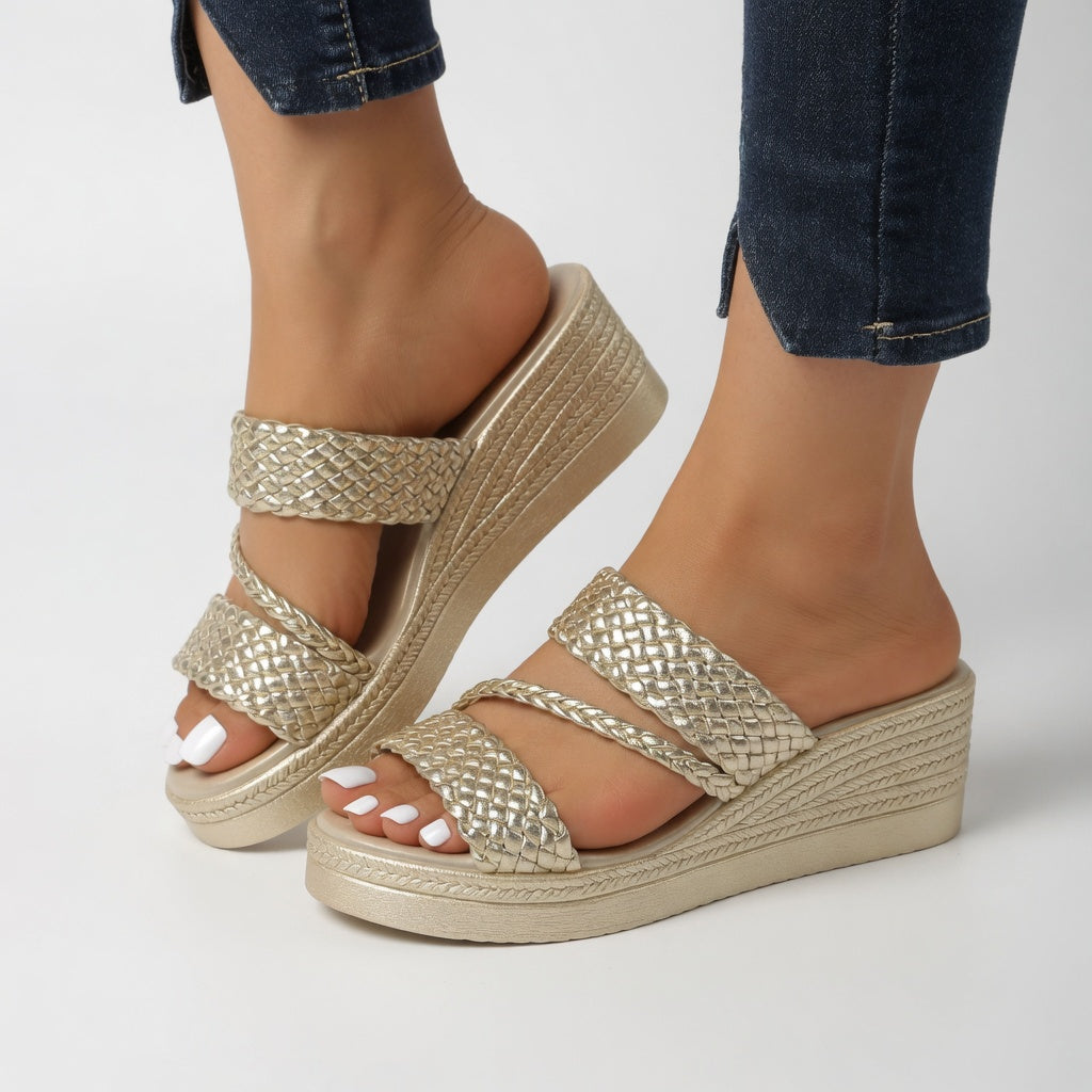 Triana | Sandalias de cuña trenzada con soporte ortopédico