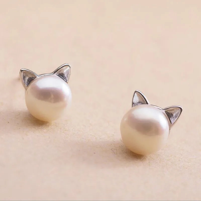 Hermoso Collar de Gato de Perlas con Pendientes y Anillo de Regalo