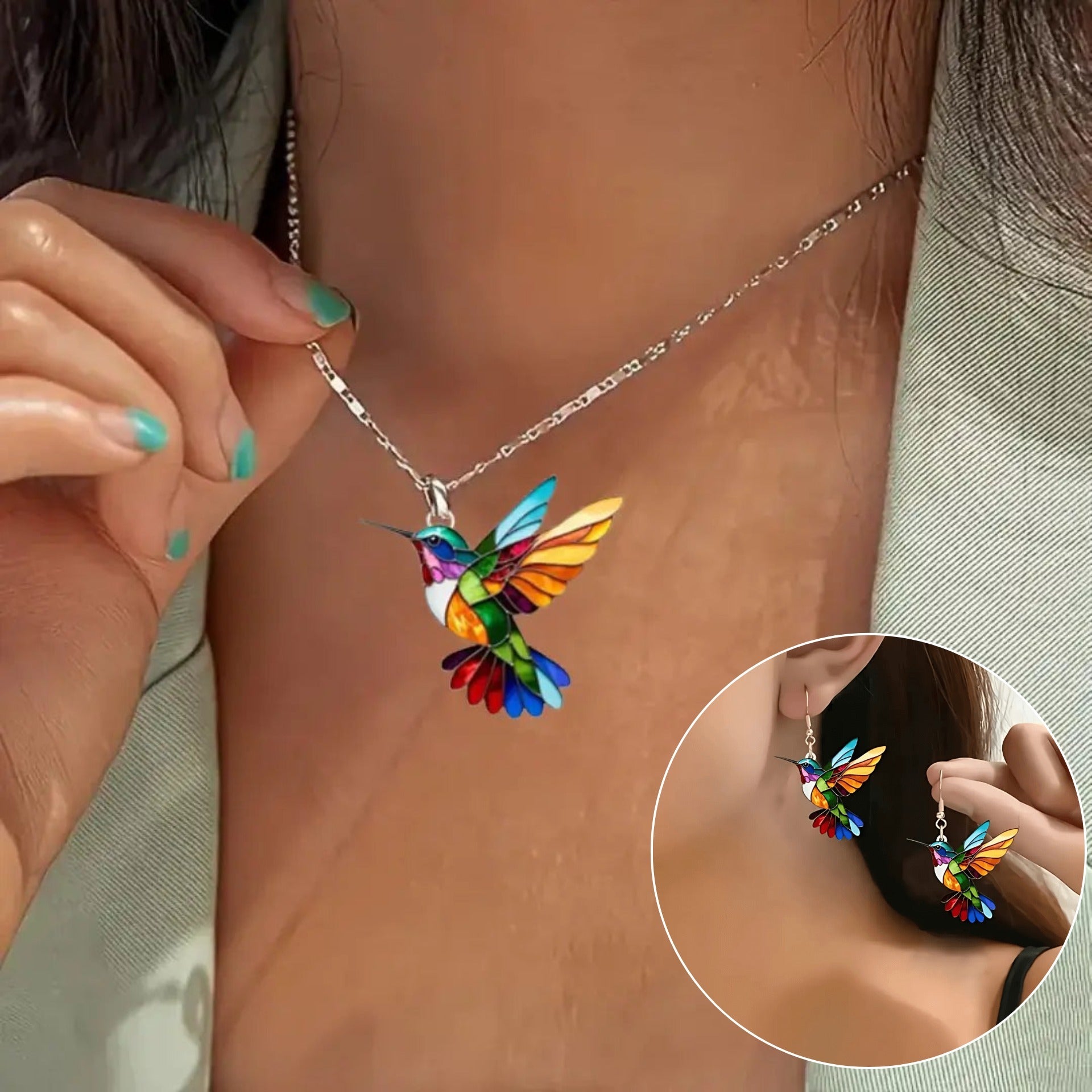 Hermoso Collar de Colibrí con Pendientes de Regalo – Oferta por Tiempo Limitado