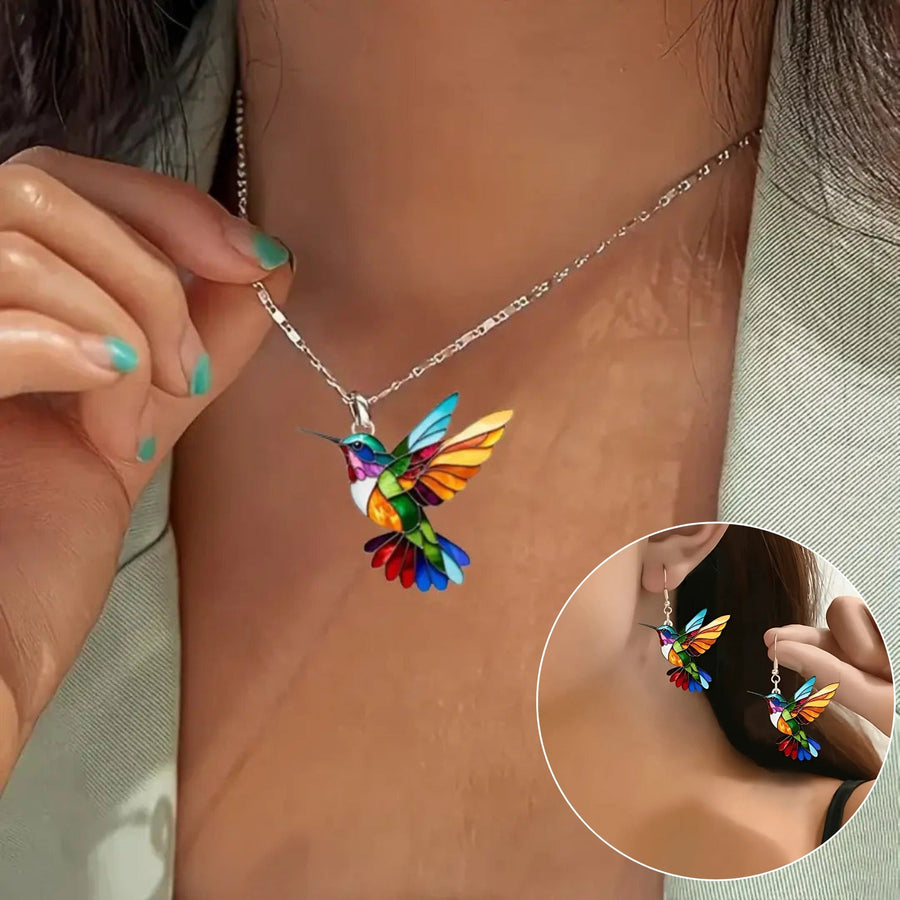 Hermoso Collar de Colibrí con Pendientes de Regalo – Oferta por Tiempo Limitado