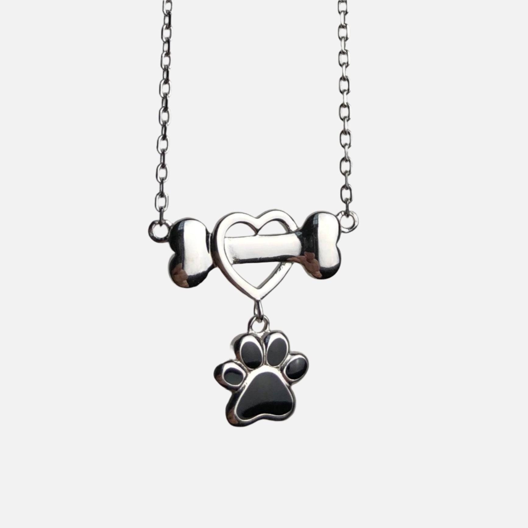 Collar de Huella de Perro Delicado en Acero Inoxidable
