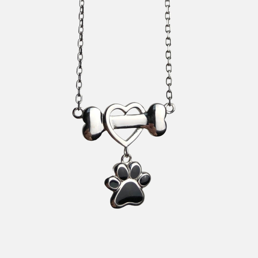 Collar de Huella de Perro Delicado en Acero Inoxidable