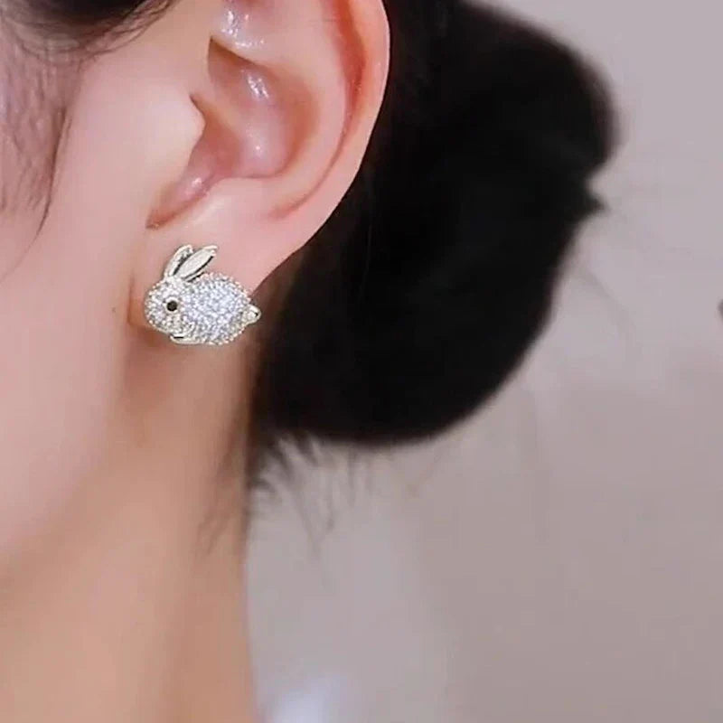 Pendientes de Cristal en Forma de Conejo Lindos