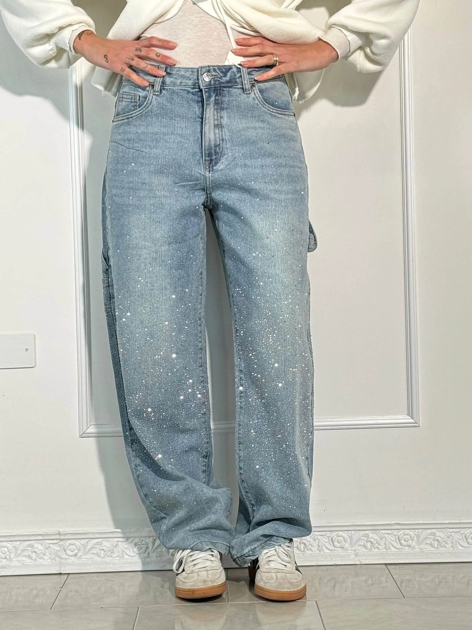 Nova | Jeans balloon con efecto brillante
