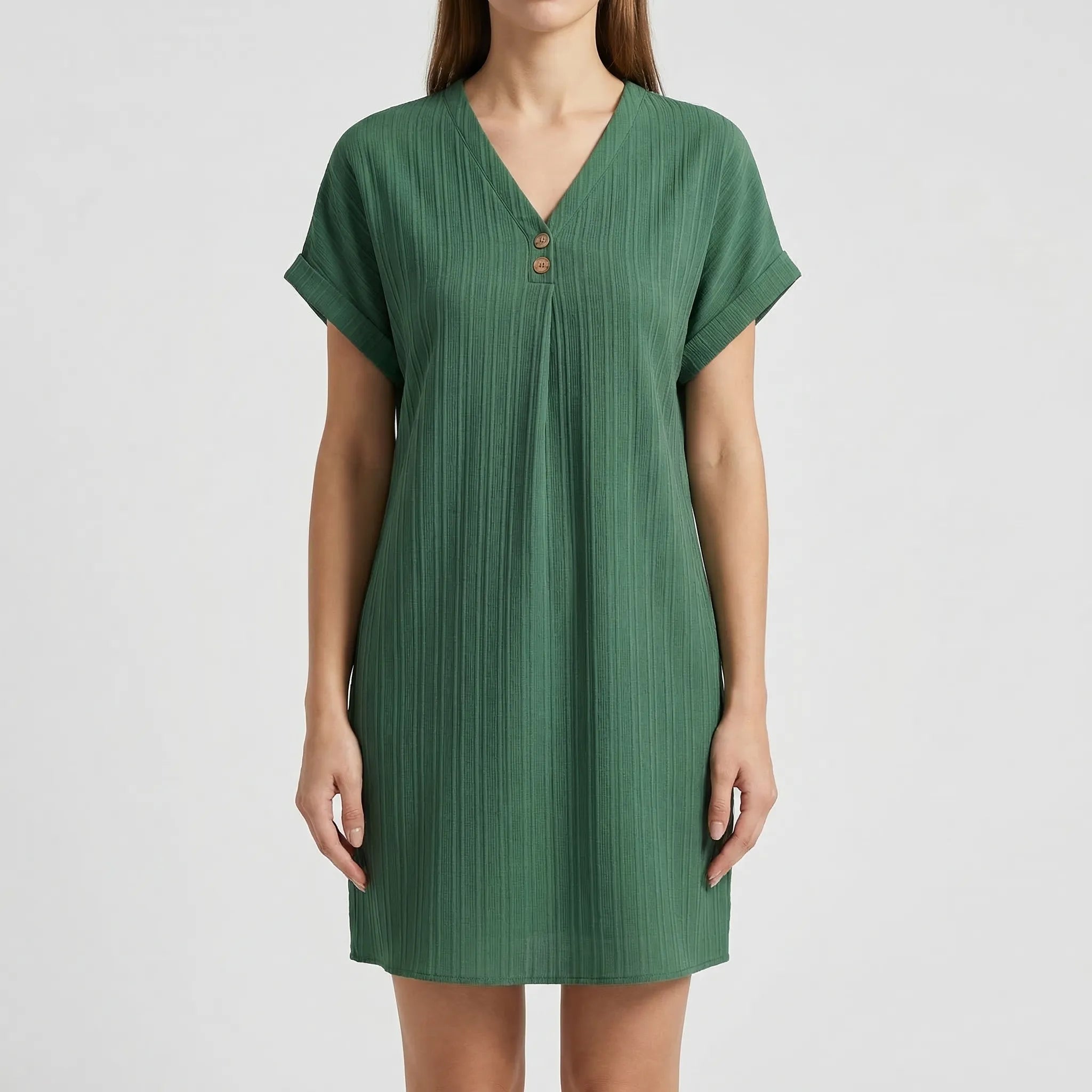 Vestido mujer | Vestido de verano con escote en V y manga corta