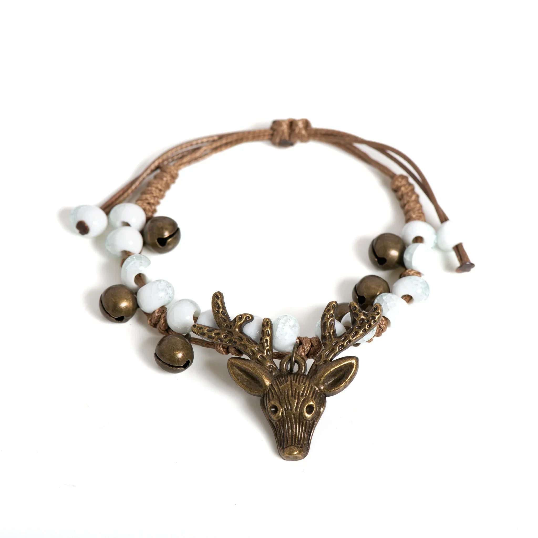 Pulsera de Encanto de Ciervo de Cerámica Hecha a Mano