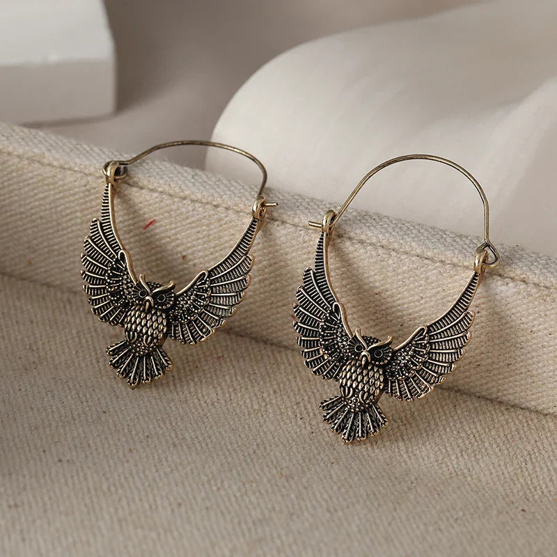 Pendientes Declarativos de Búho Vintage Bohemio