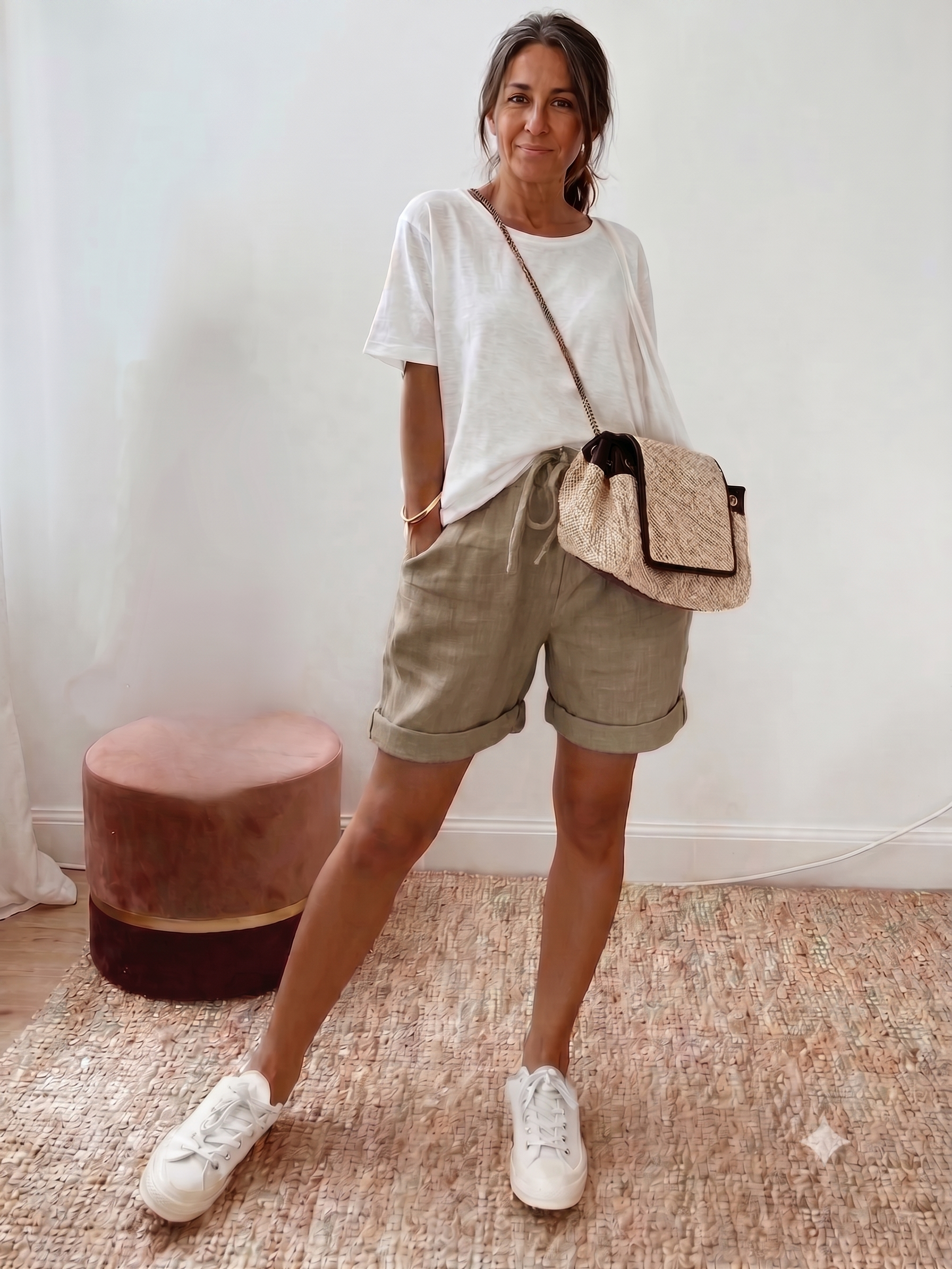 Keely - Pantalones cortos cómodos de lino