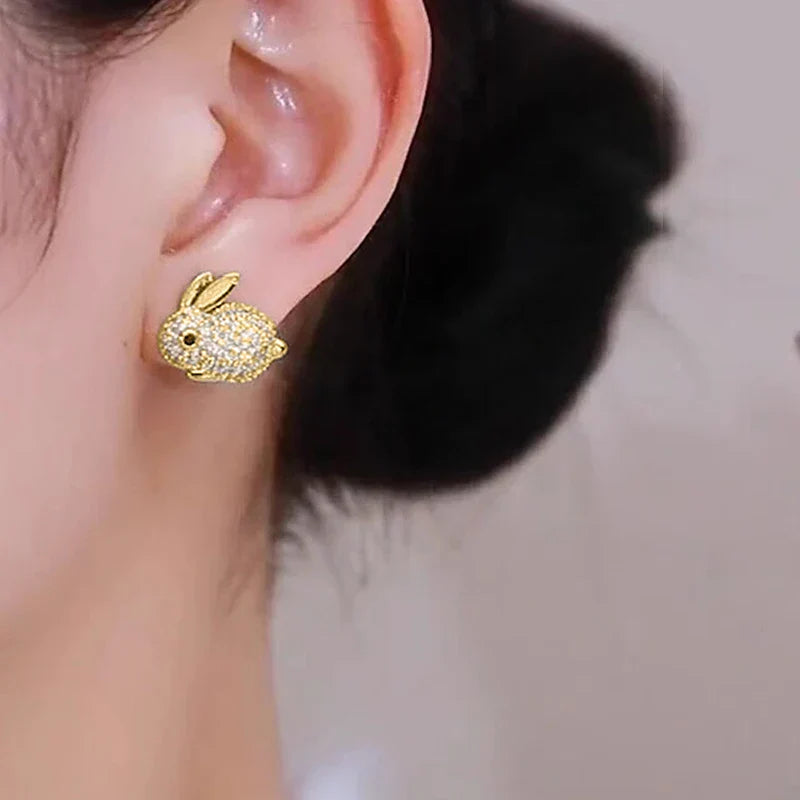 Pendientes de Cristal en Forma de Conejo Lindos