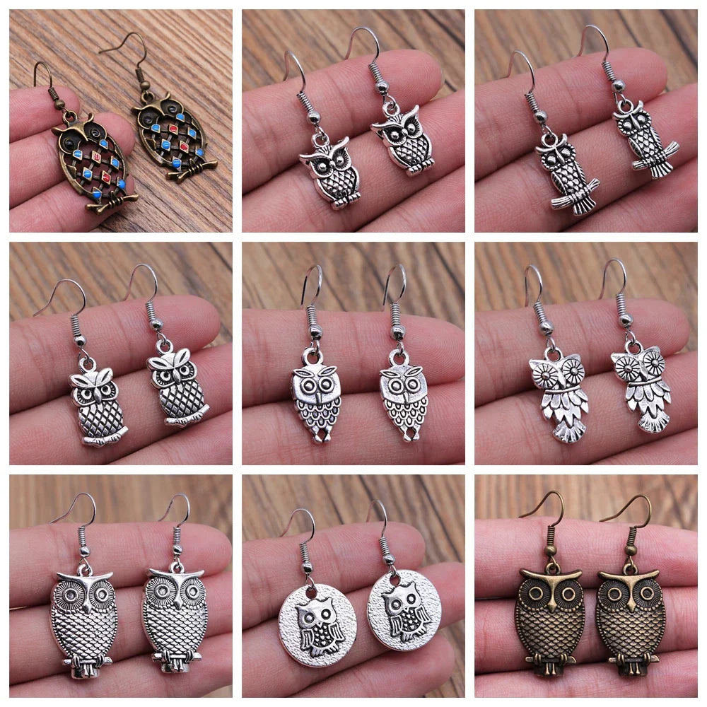 Pendientes Colgantes de Búho Vintage Bohemio