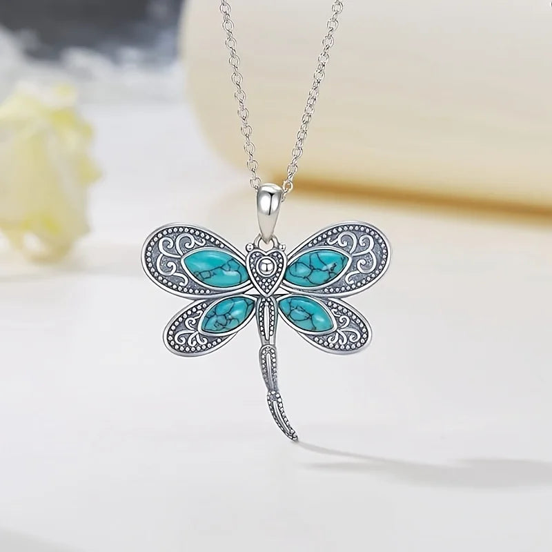 Collar de Colgante de Plata con Sueños de Libélula