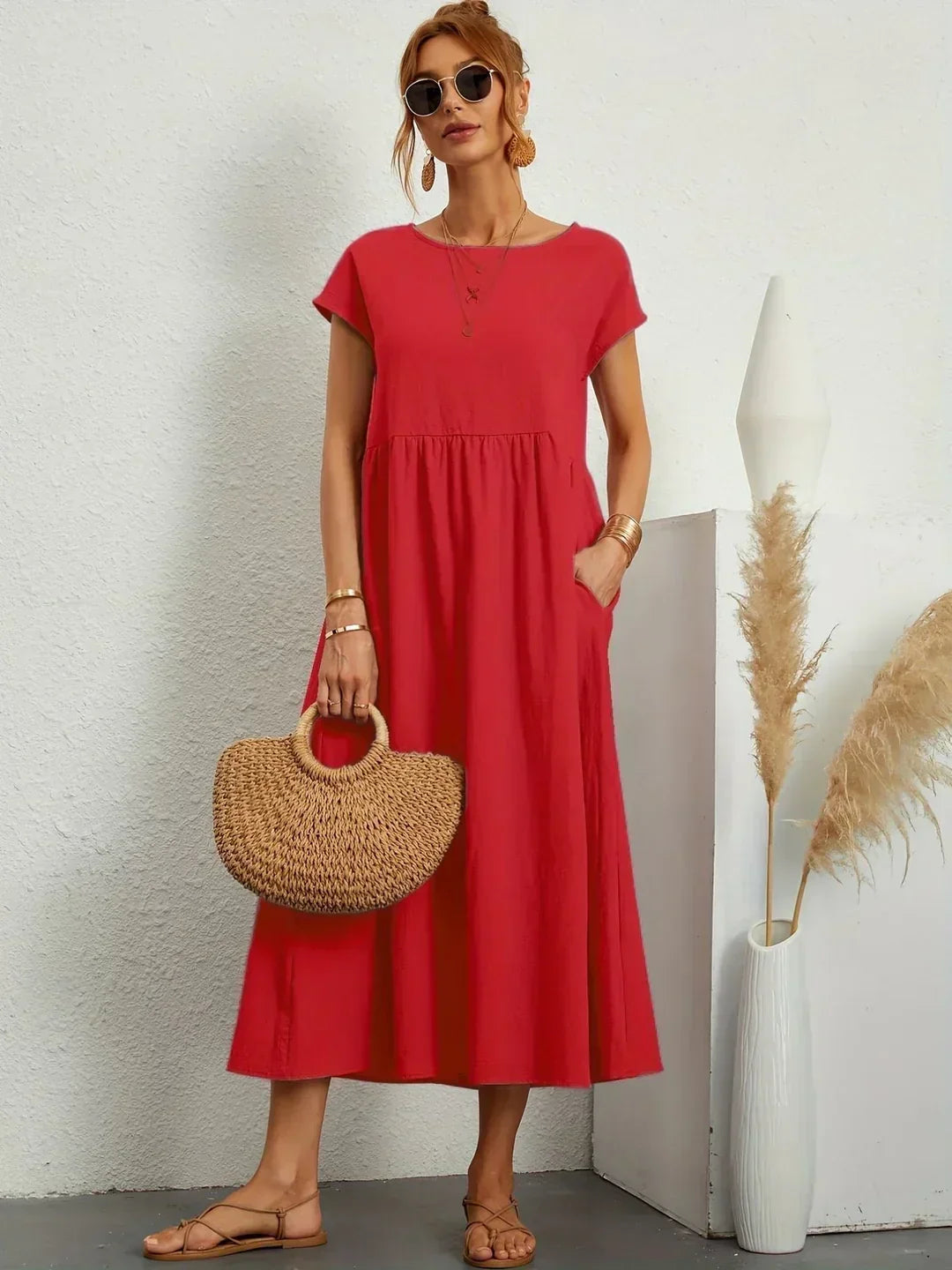 Catalina | Vestido midi fluido de algodón y seda