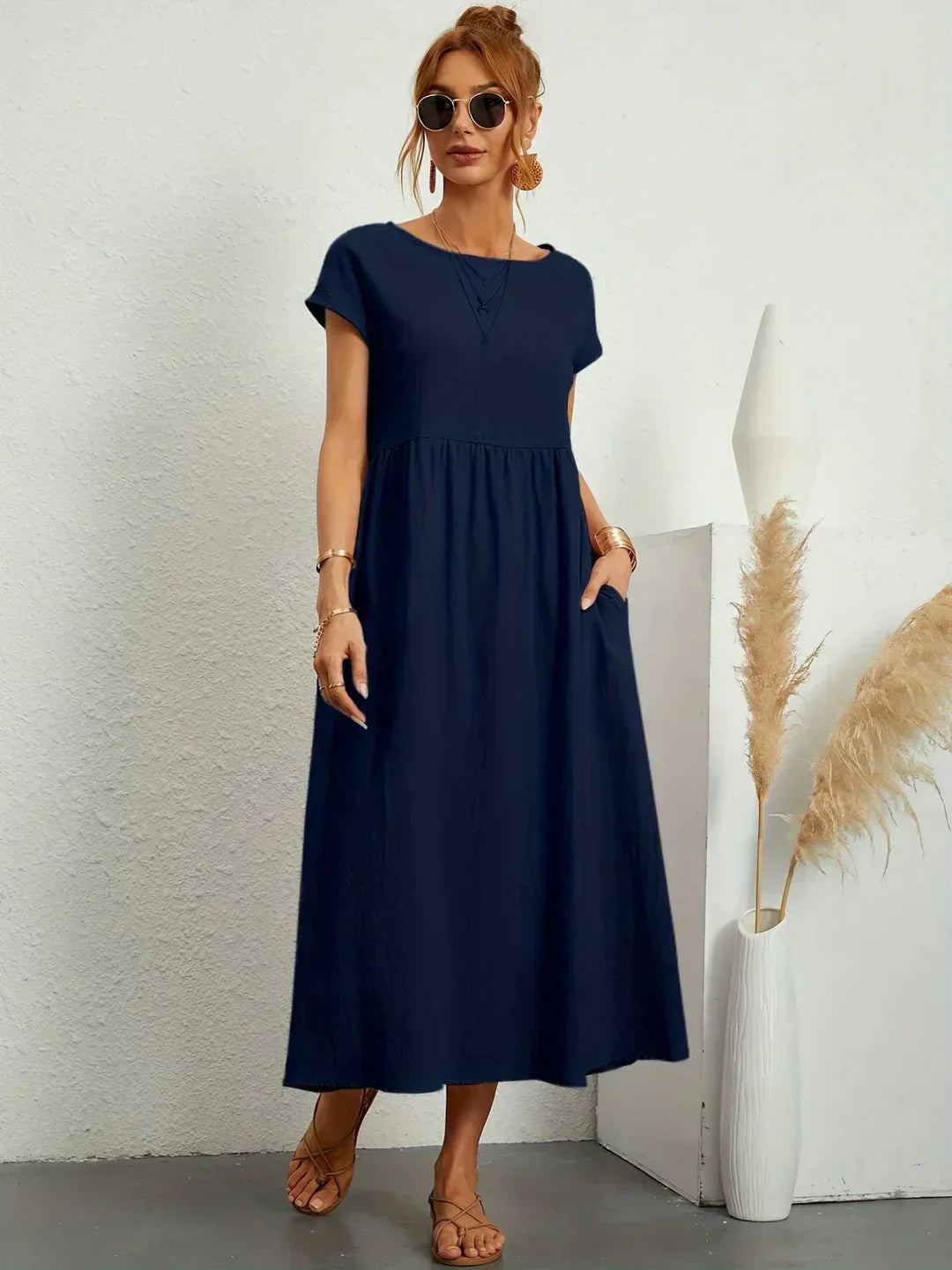 Catalina | Vestido midi fluido de algodón y seda
