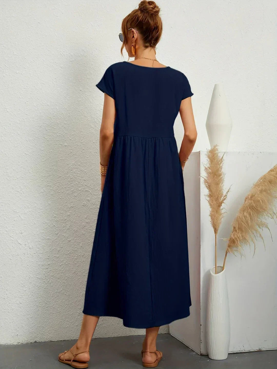Catalina | Vestido midi fluido de algodón y seda