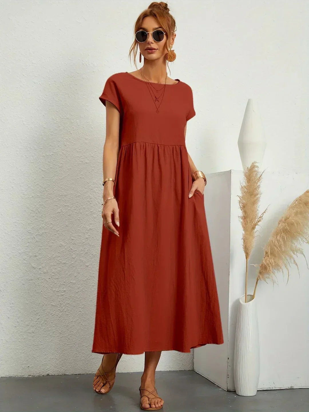 Catalina | Vestido midi fluido de algodón y seda