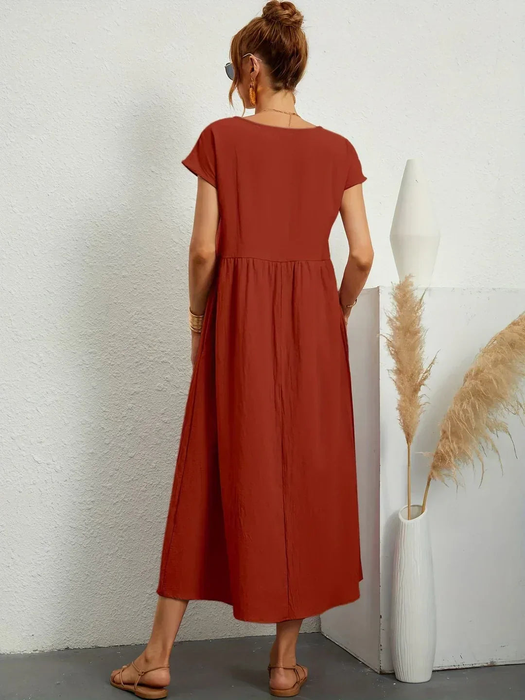 Catalina | Vestido midi fluido de algodón y seda