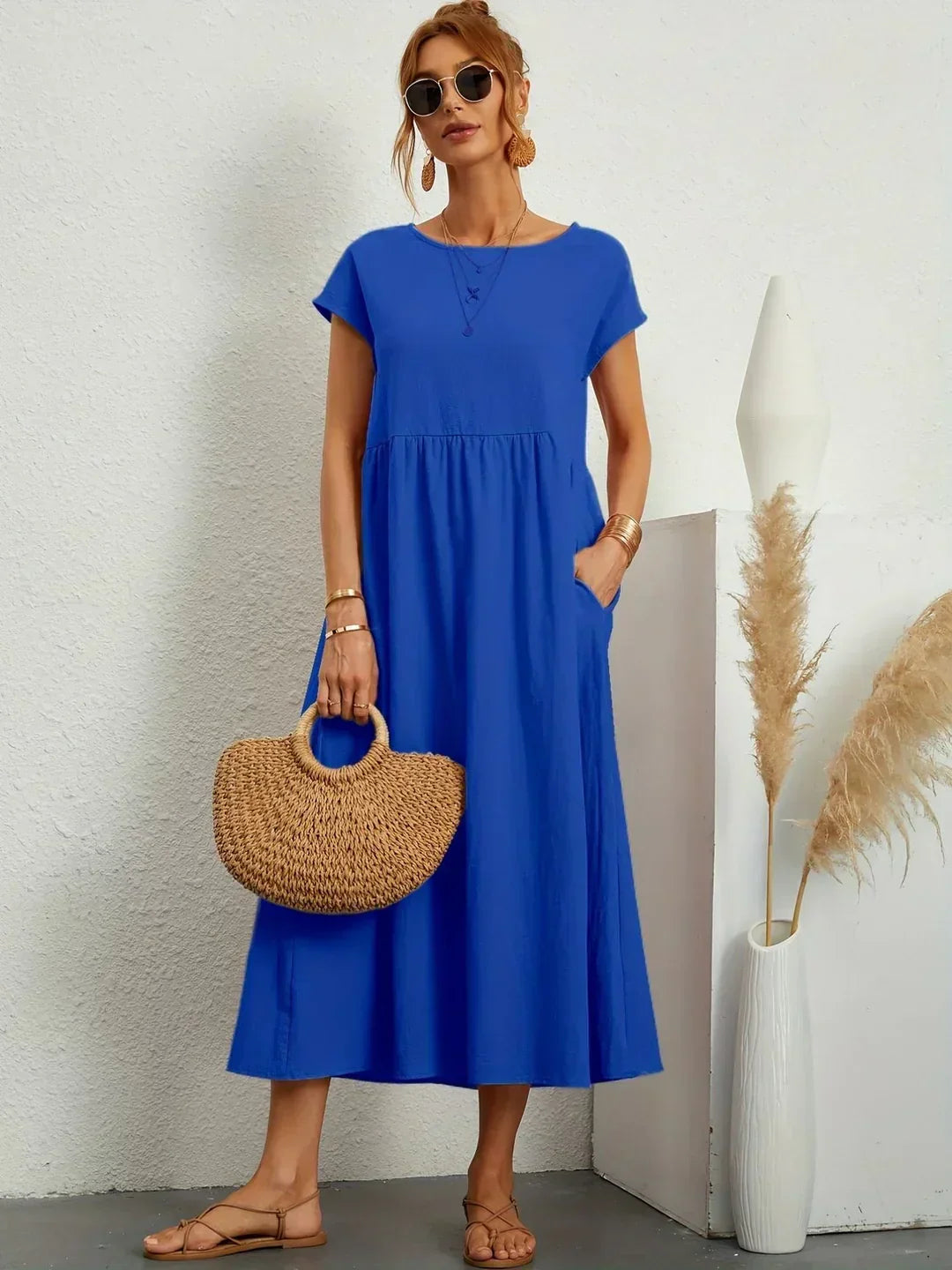 Catalina | Vestido midi fluido de algodón y seda