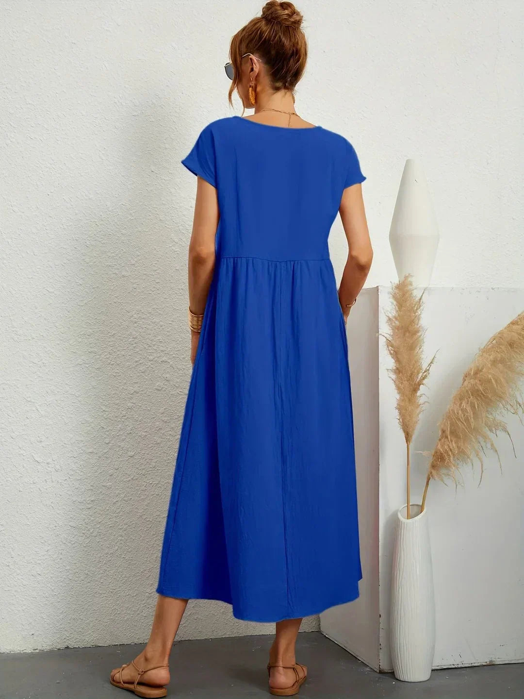 Catalina | Vestido midi fluido de algodón y seda