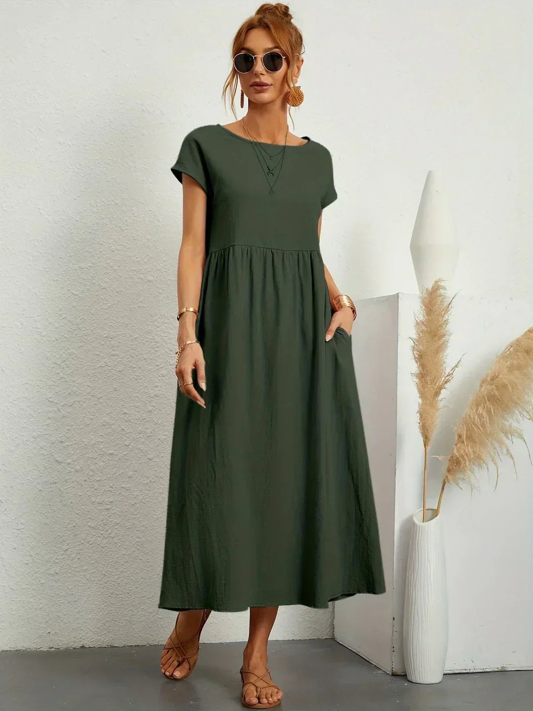 Catalina | Vestido midi fluido de algodón y seda