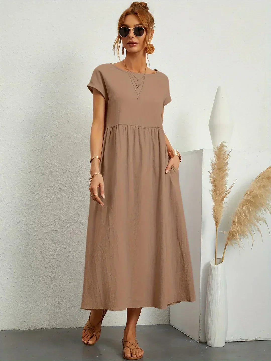 Catalina | Vestido midi fluido de algodón y seda