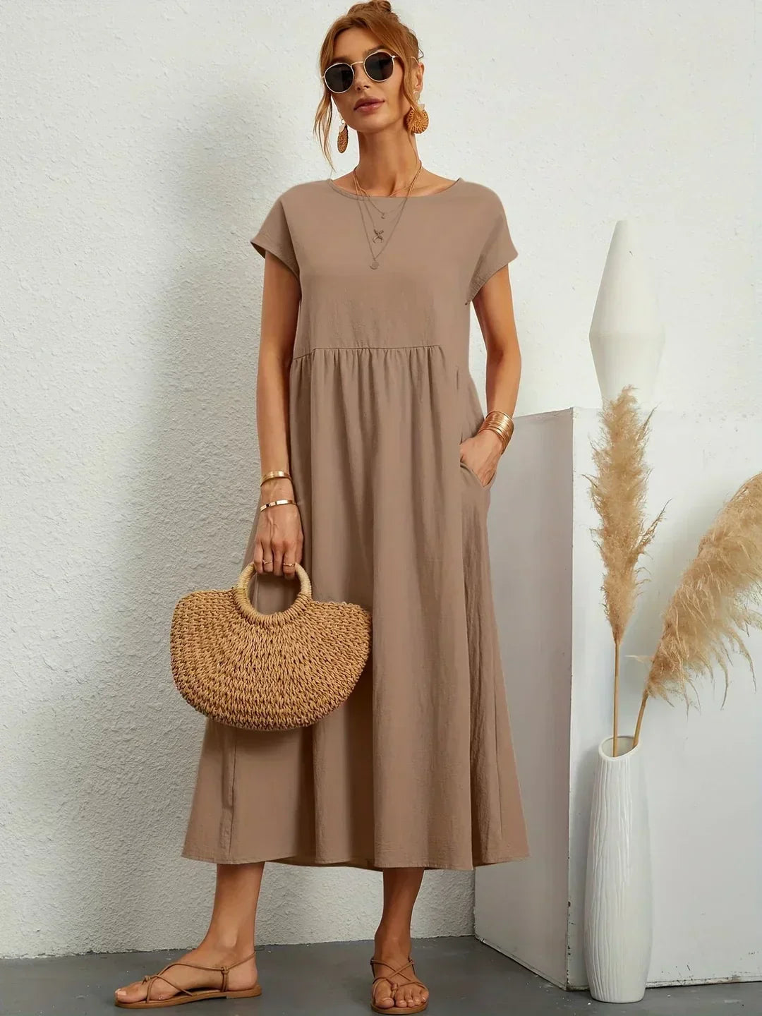 Catalina | Vestido midi fluido de algodón y seda