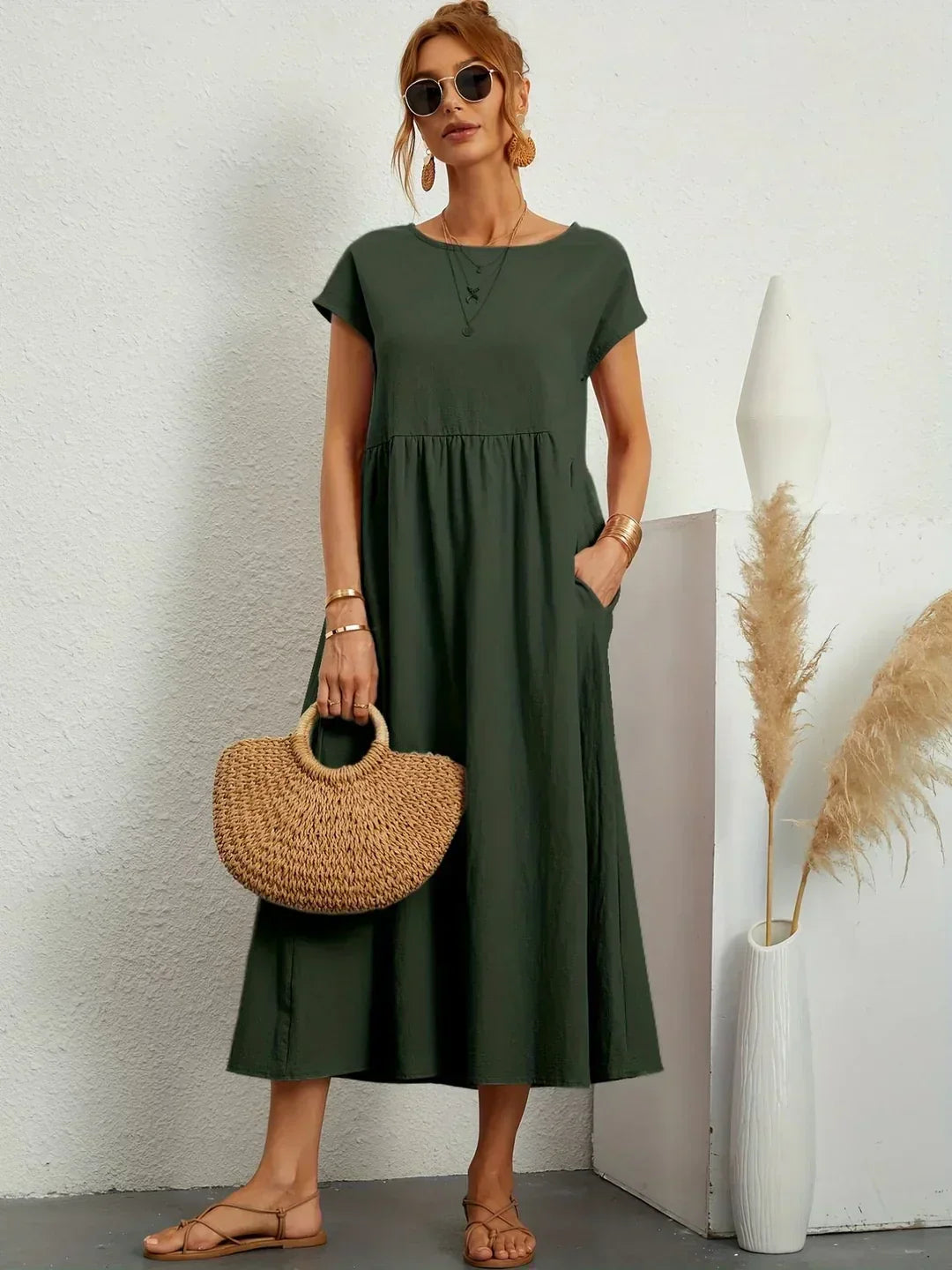 Catalina | Vestido midi fluido de algodón y seda