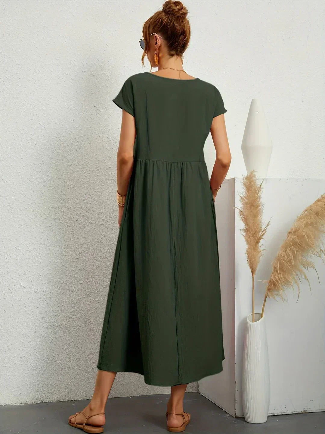 Catalina | Vestido midi fluido de algodón y seda