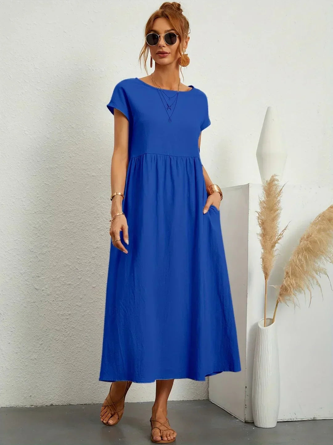 Catalina | Vestido midi fluido de algodón y seda