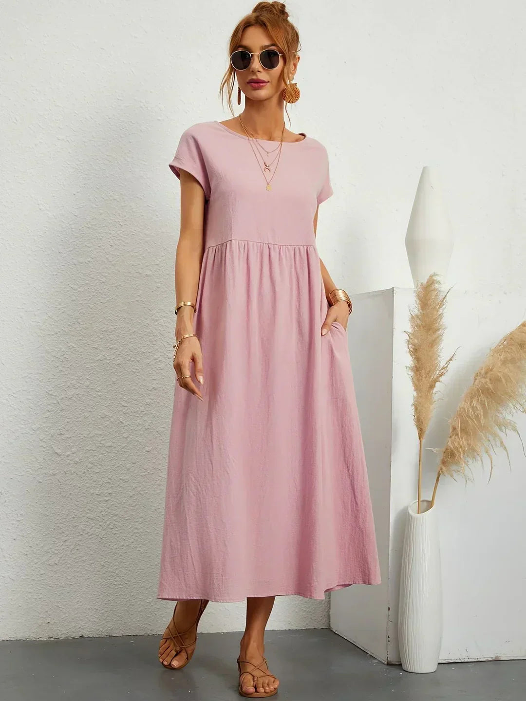 Catalina | Vestido midi fluido de algodón y seda