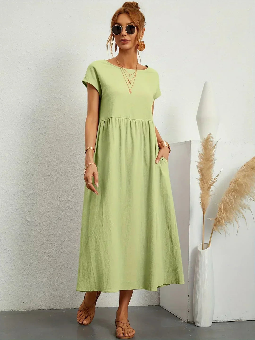 Catalina | Vestido midi fluido de algodón y seda