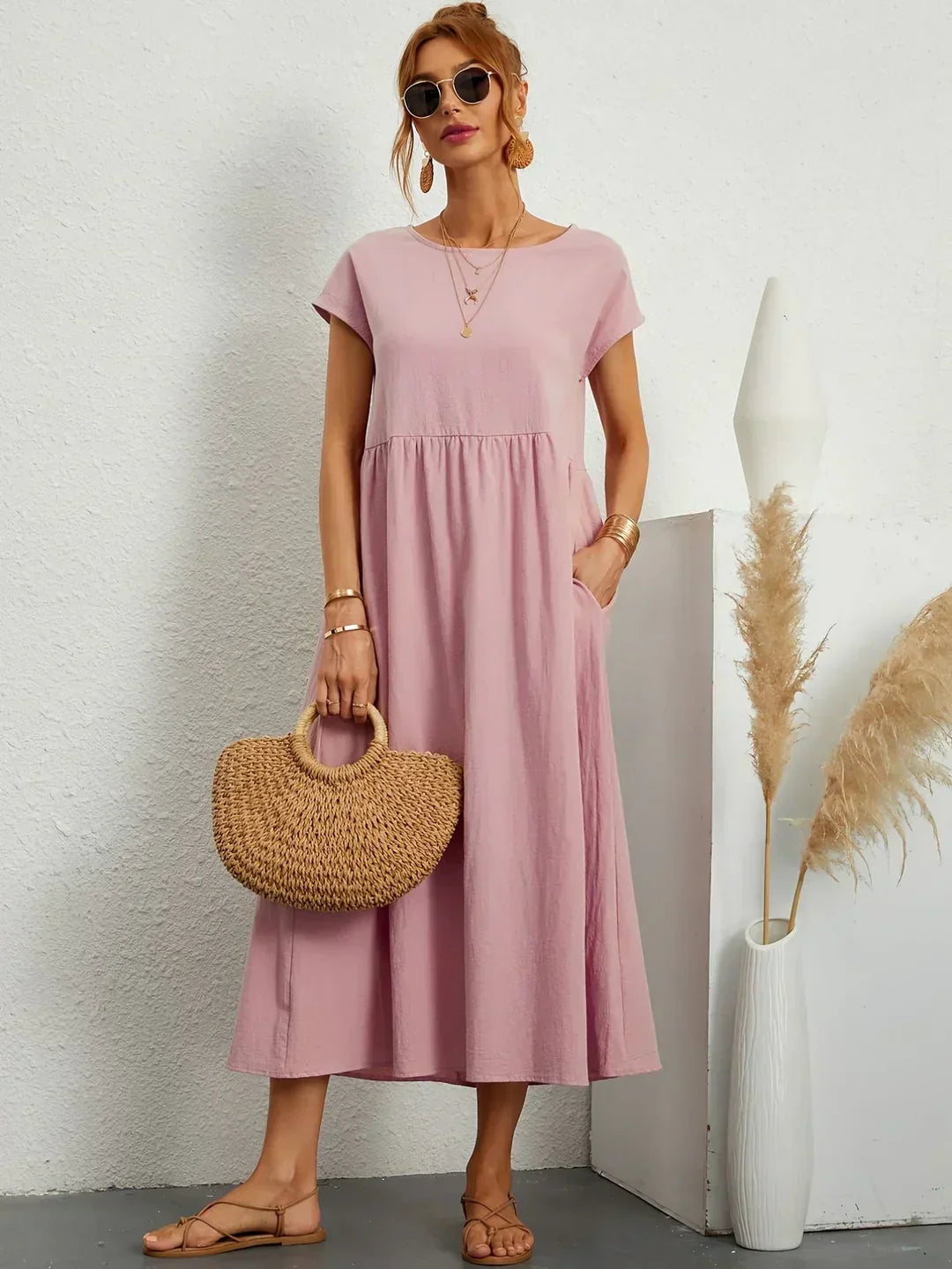 Catalina | Vestido midi fluido de algodón y seda