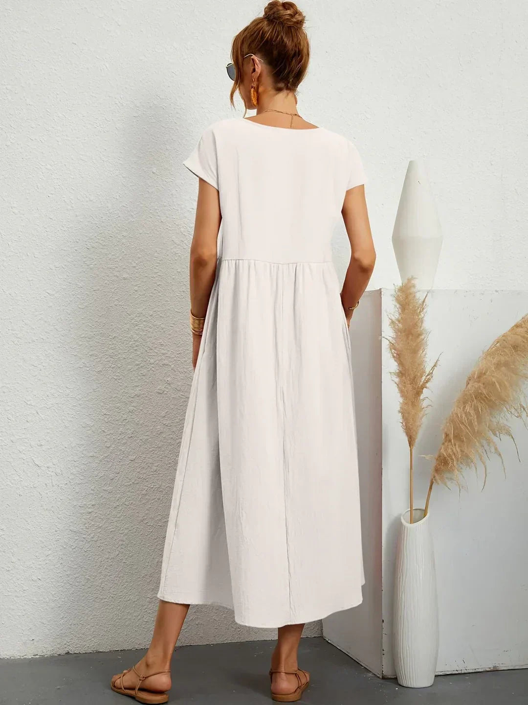 Catalina | Vestido midi fluido de algodón y seda