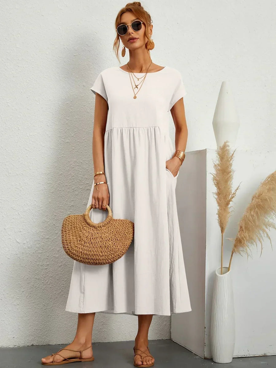 Catalina | Vestido midi fluido de algodón y seda