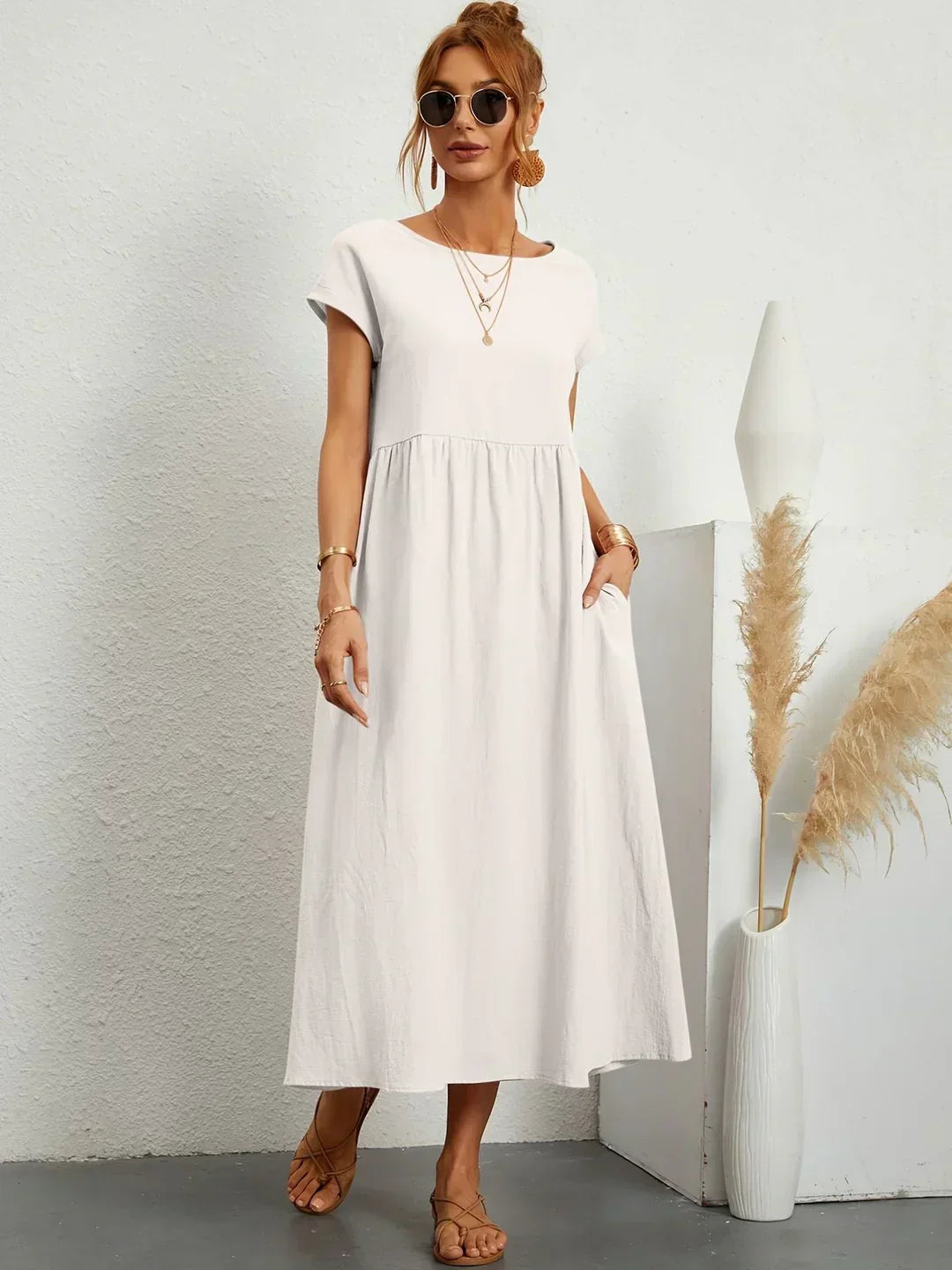 Catalina | Vestido midi fluido de algodón y seda