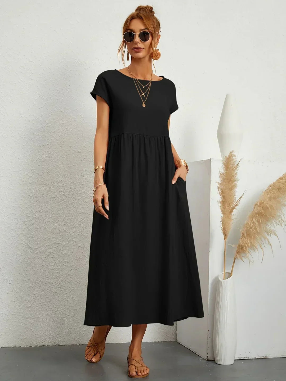 Catalina | Vestido midi fluido de algodón y seda