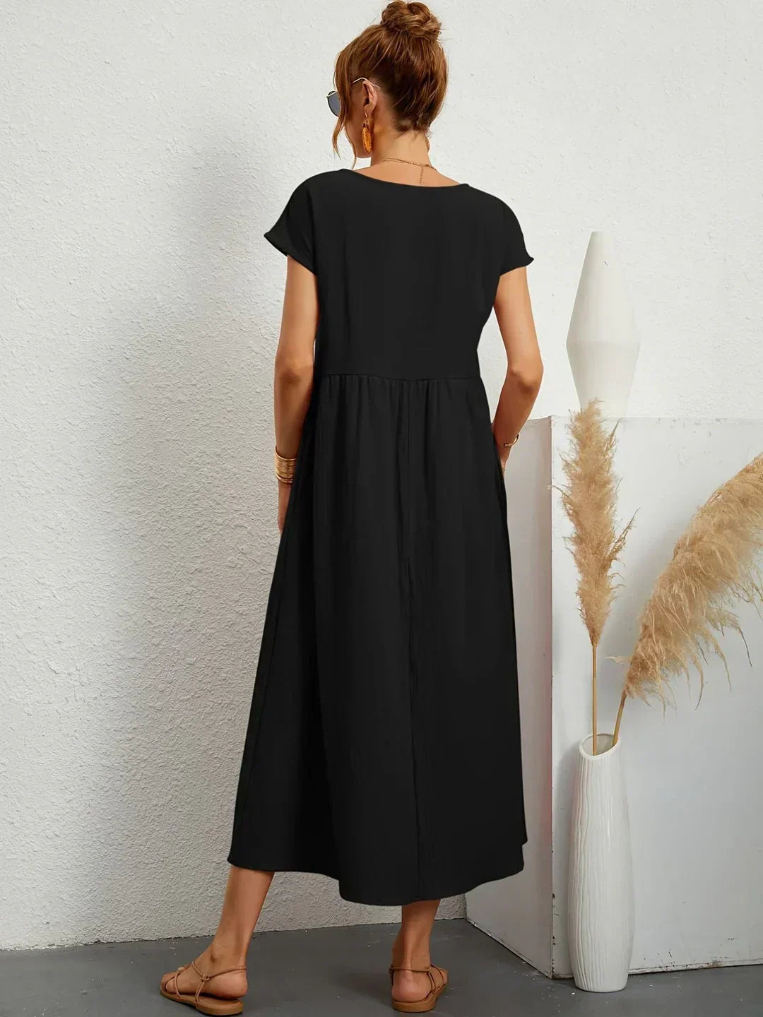 Catalina | Vestido midi fluido de algodón y seda