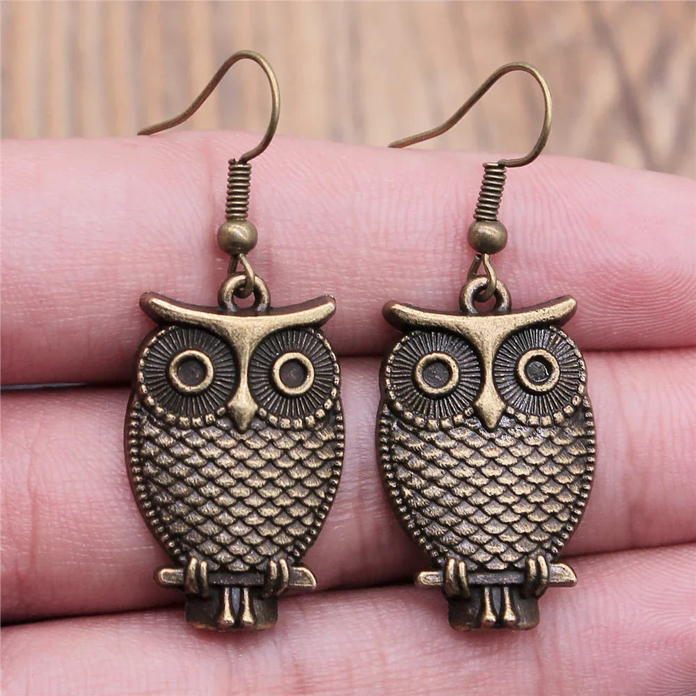 Pendientes Colgantes de Búho Vintage Bohemio