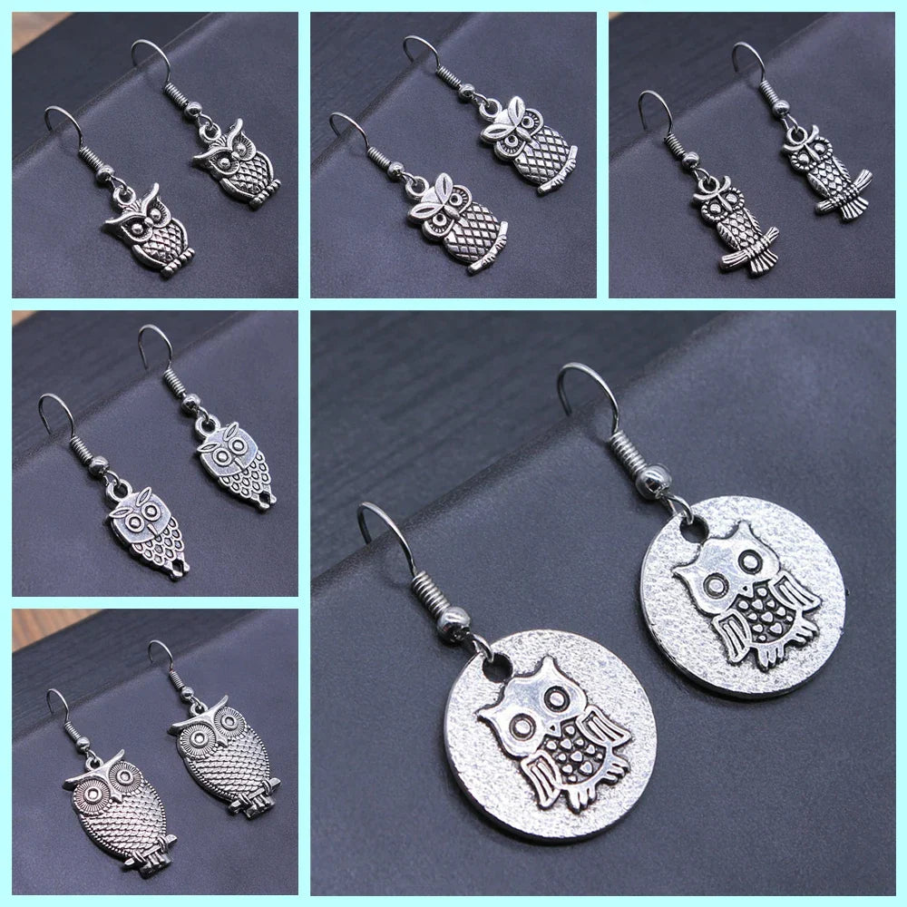 Pendientes Colgantes de Búho Vintage Bohemio