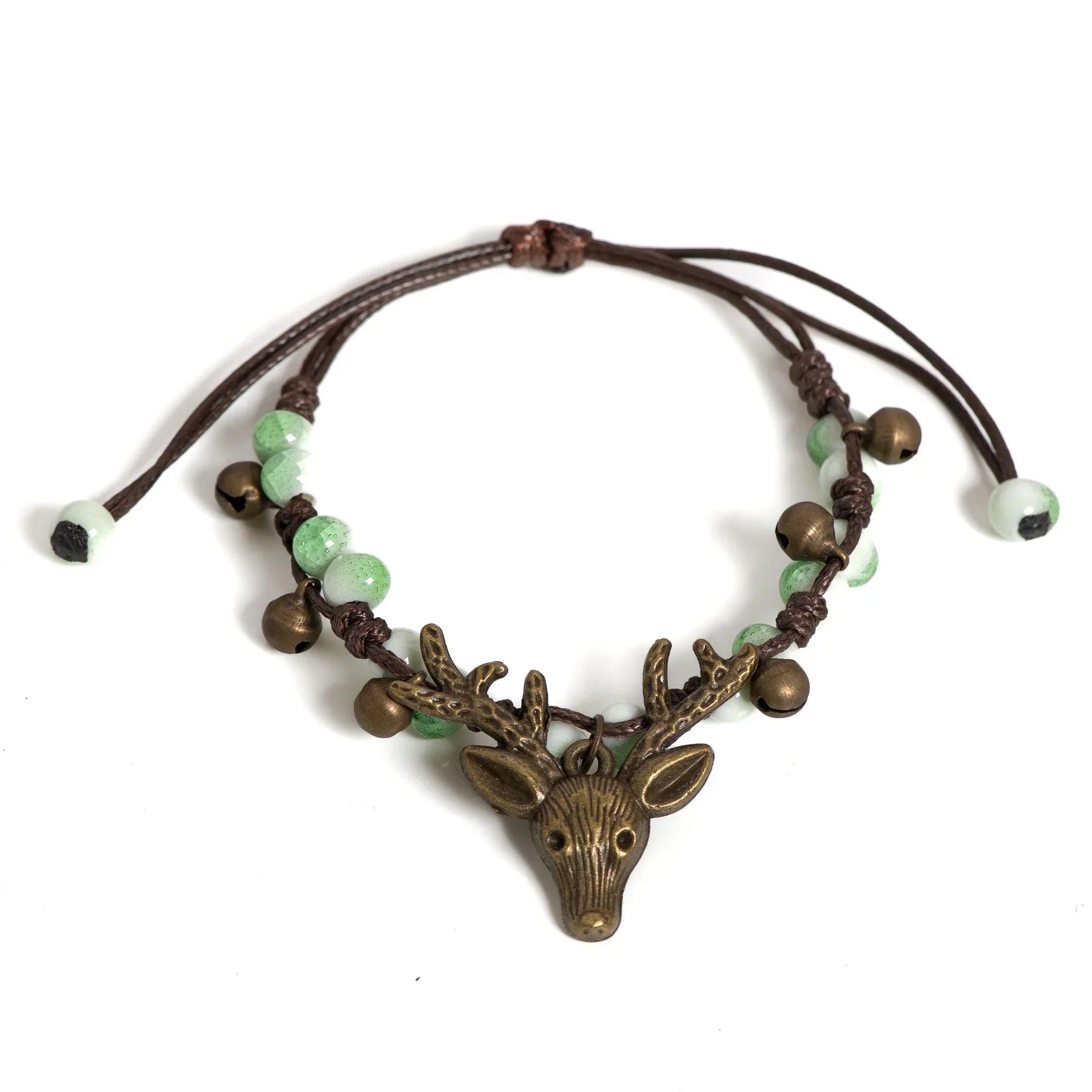 Pulsera de Encanto de Ciervo de Cerámica Hecha a Mano