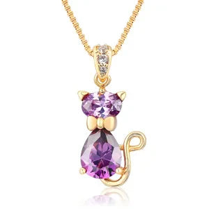 Collar con Colgante de Gato de Cristal