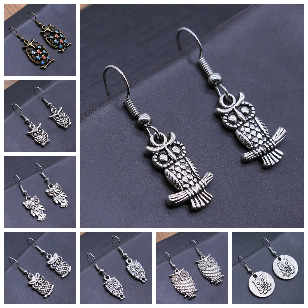 Pendientes Colgantes de Búho Vintage Bohemio