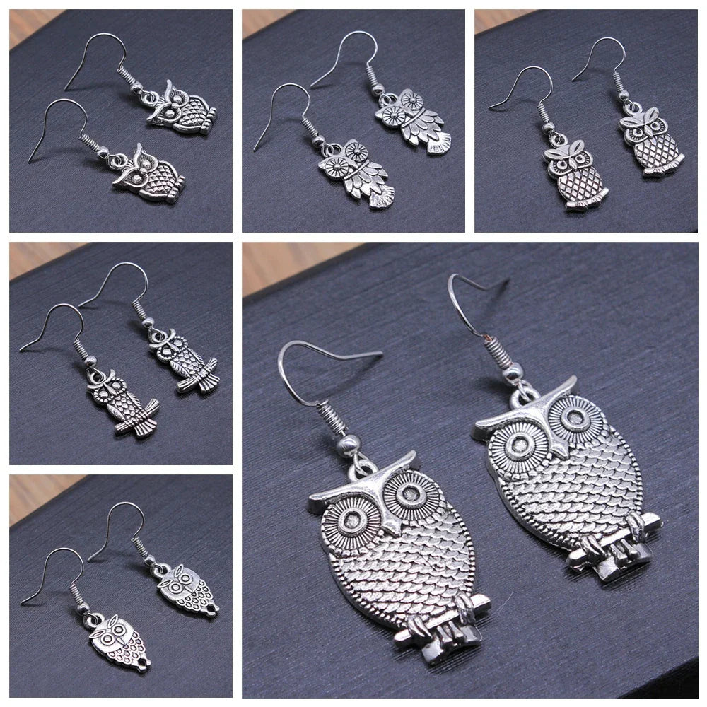 Pendientes Colgantes de Búho Vintage Bohemio