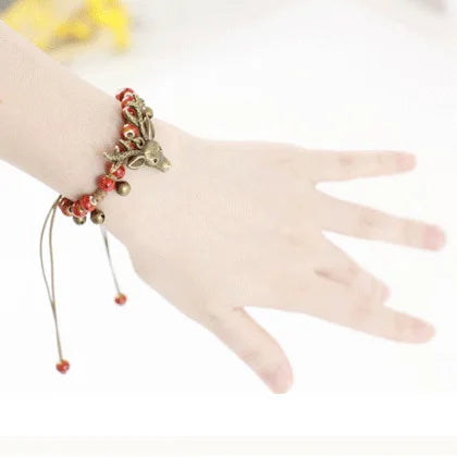 Pulsera de Encanto de Ciervo de Cerámica Hecha a Mano
