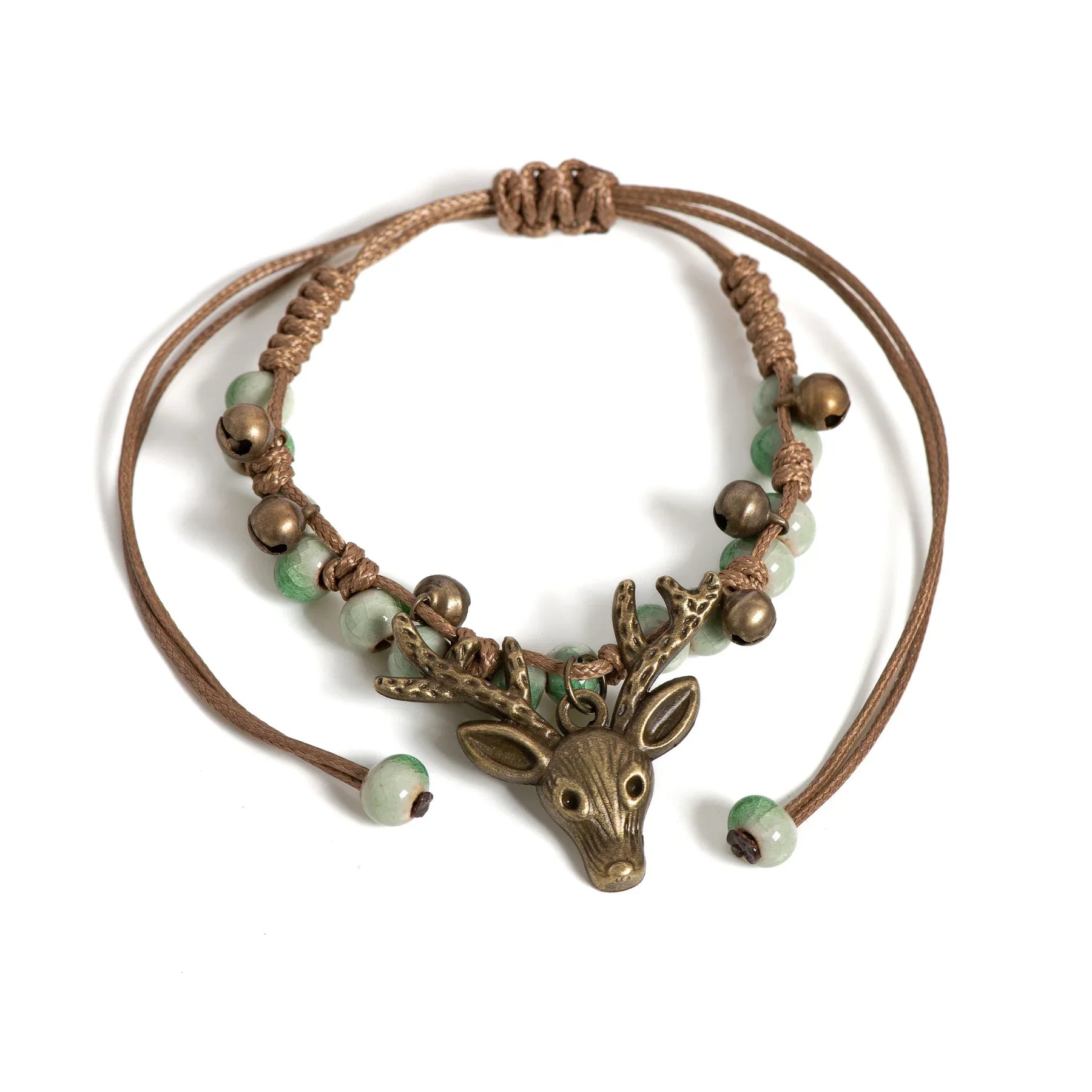 Pulsera de Encanto de Ciervo de Cerámica Hecha a Mano