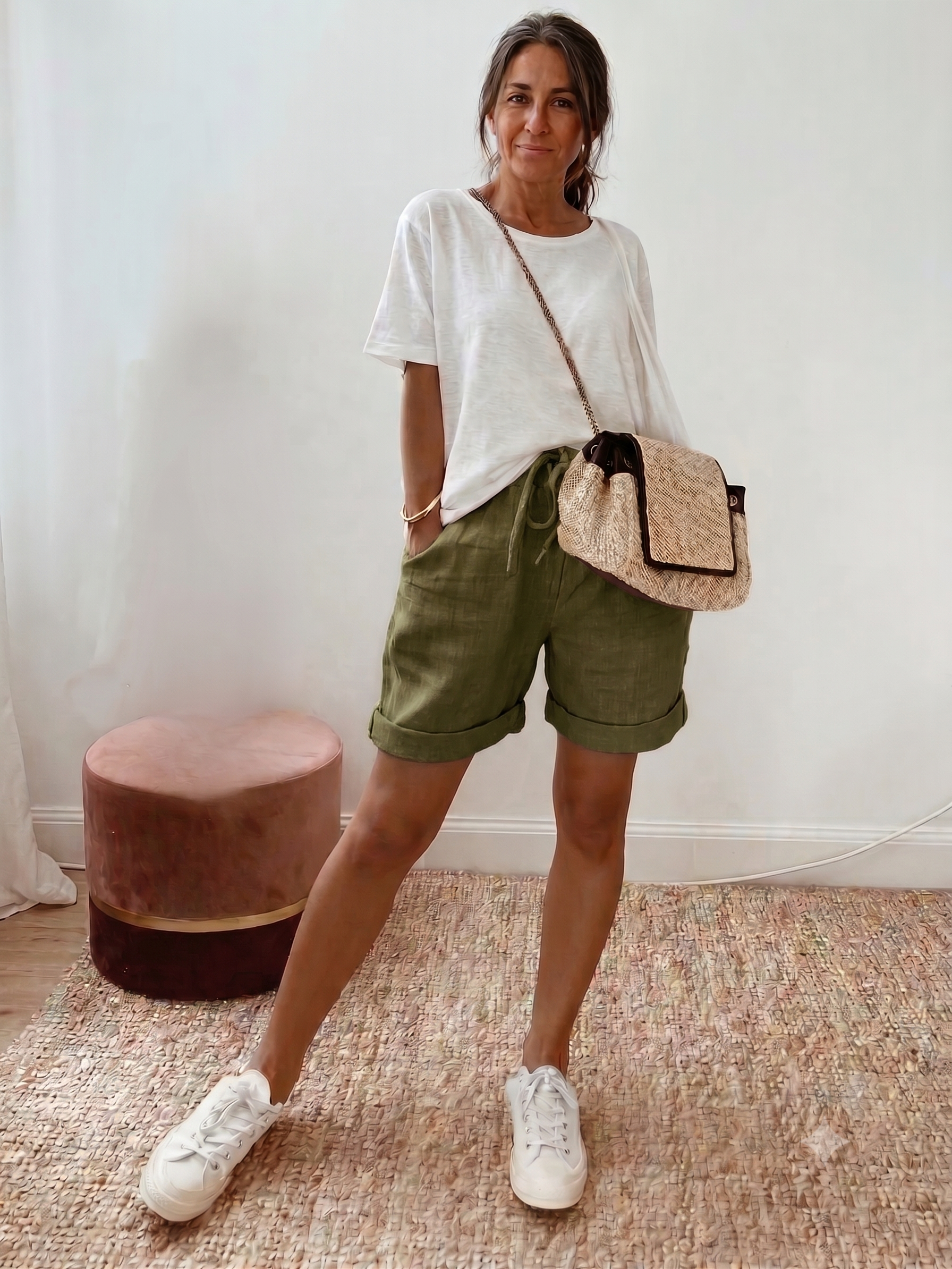 Keely - Pantalones cortos cómodos de lino